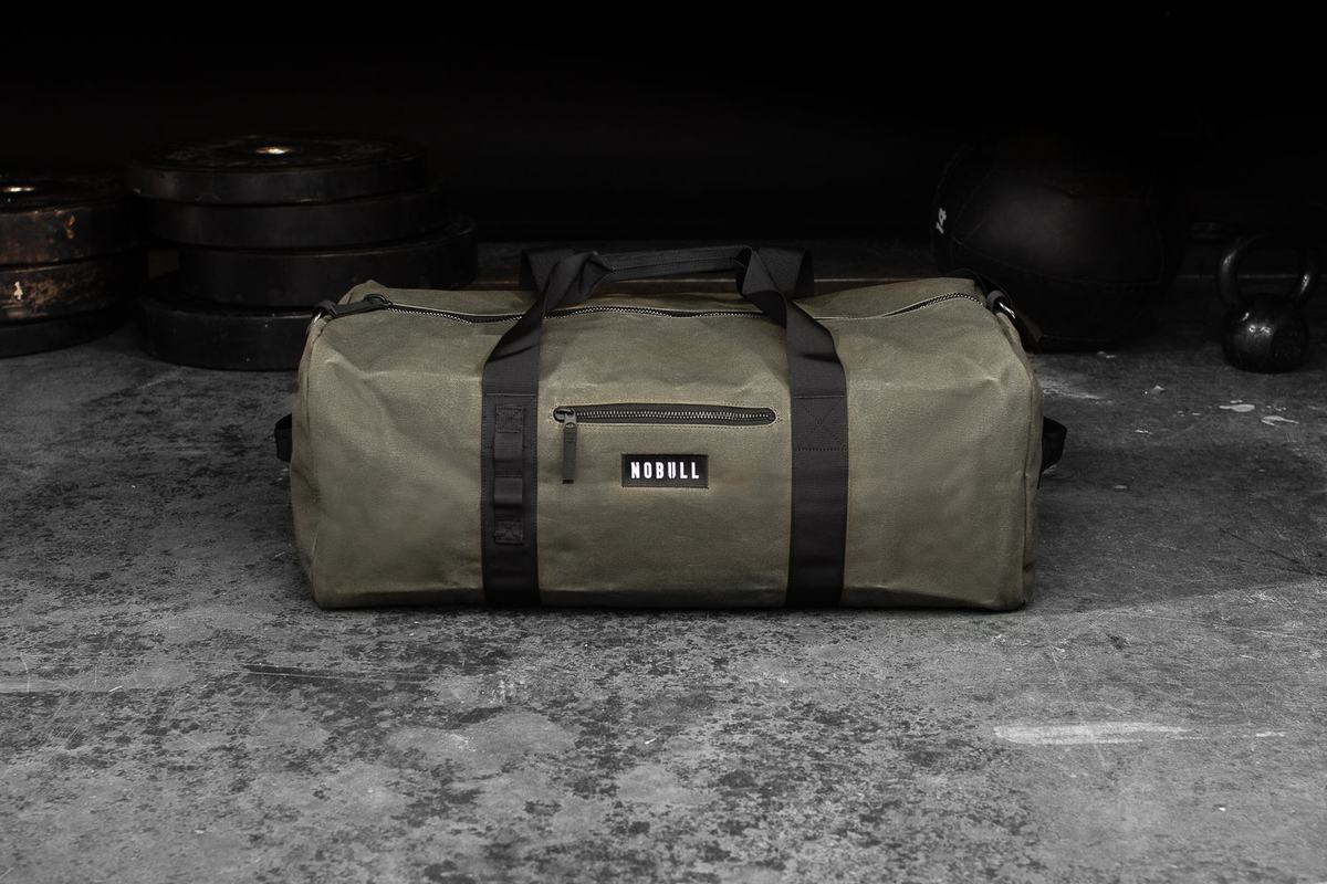 Nobull Xl Waxed Canvas Traditional Men\'s Duffle Olive | Australia (IA5148)